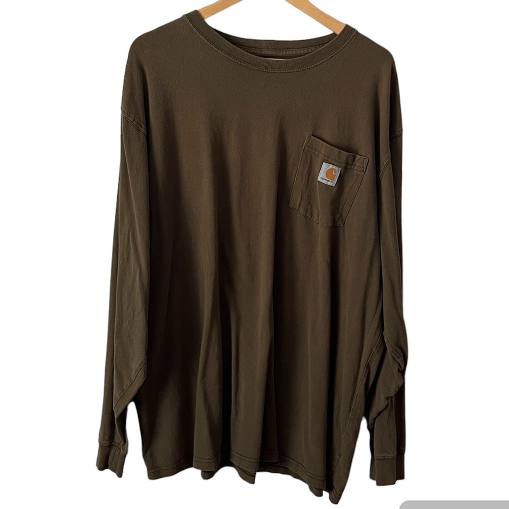 Carhartt Long Sleeve Green Original Fit Pocket Tee Size XL
